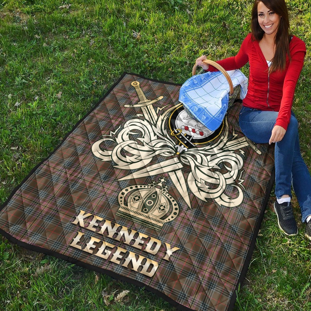 Kennedy Weathered Tartan Crest Legend Gold Royal Premium Quilt