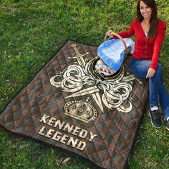 Kennedy Weathered Tartan Crest Legend Gold Royal Premium Quilt