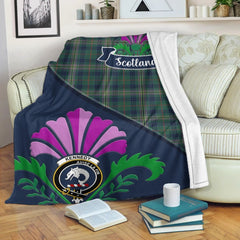 Kennedy Tartan Crest Premium Blanket - Thistle Style