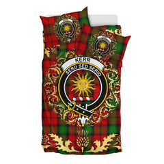 Kerr Tartan Crest Bedding Set - Golden Thistle Style