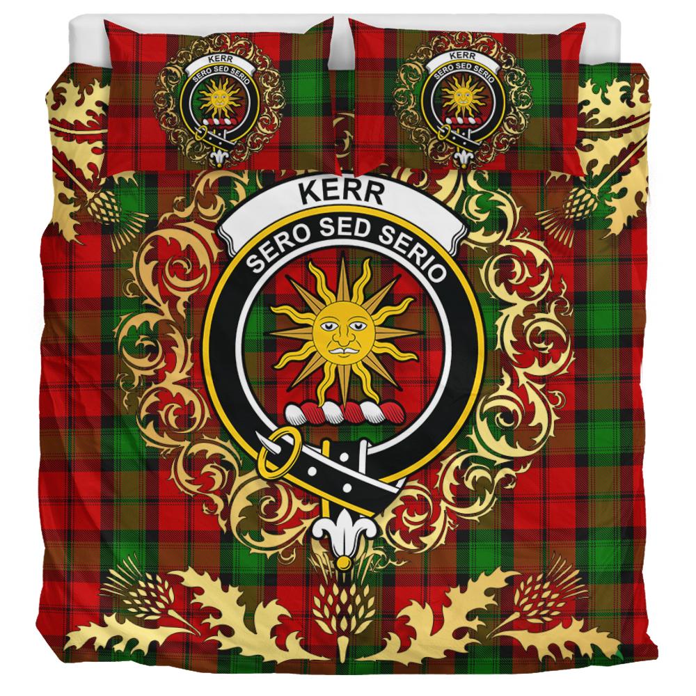 Kerr Tartan Crest Bedding Set - Golden Thistle Style