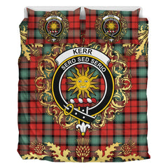 Kerr Ancient Tartan Crest Bedding Set - Golden Thistle Style