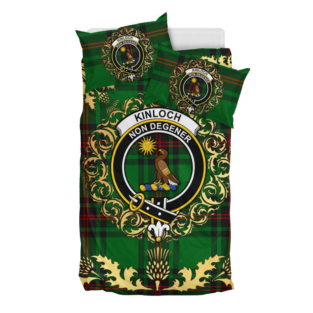 Kinloch Tartan Crest Bedding Set - Golden Thistle Style