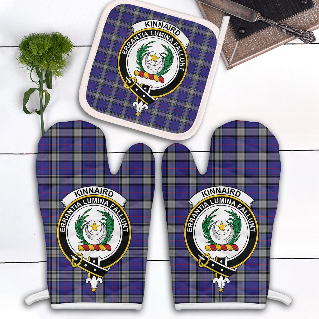 Kinnaird Tartan Crest Oven Mitt And Pot Holder (2 Oven Mitts + 1 Pot Holder)