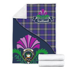 Kinnaird Tartan Crest Premium Blanket - Thistle Style