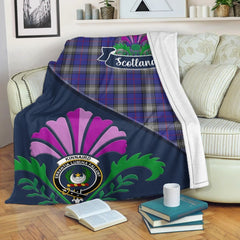 Kinnaird Tartan Crest Premium Blanket - Thistle Style