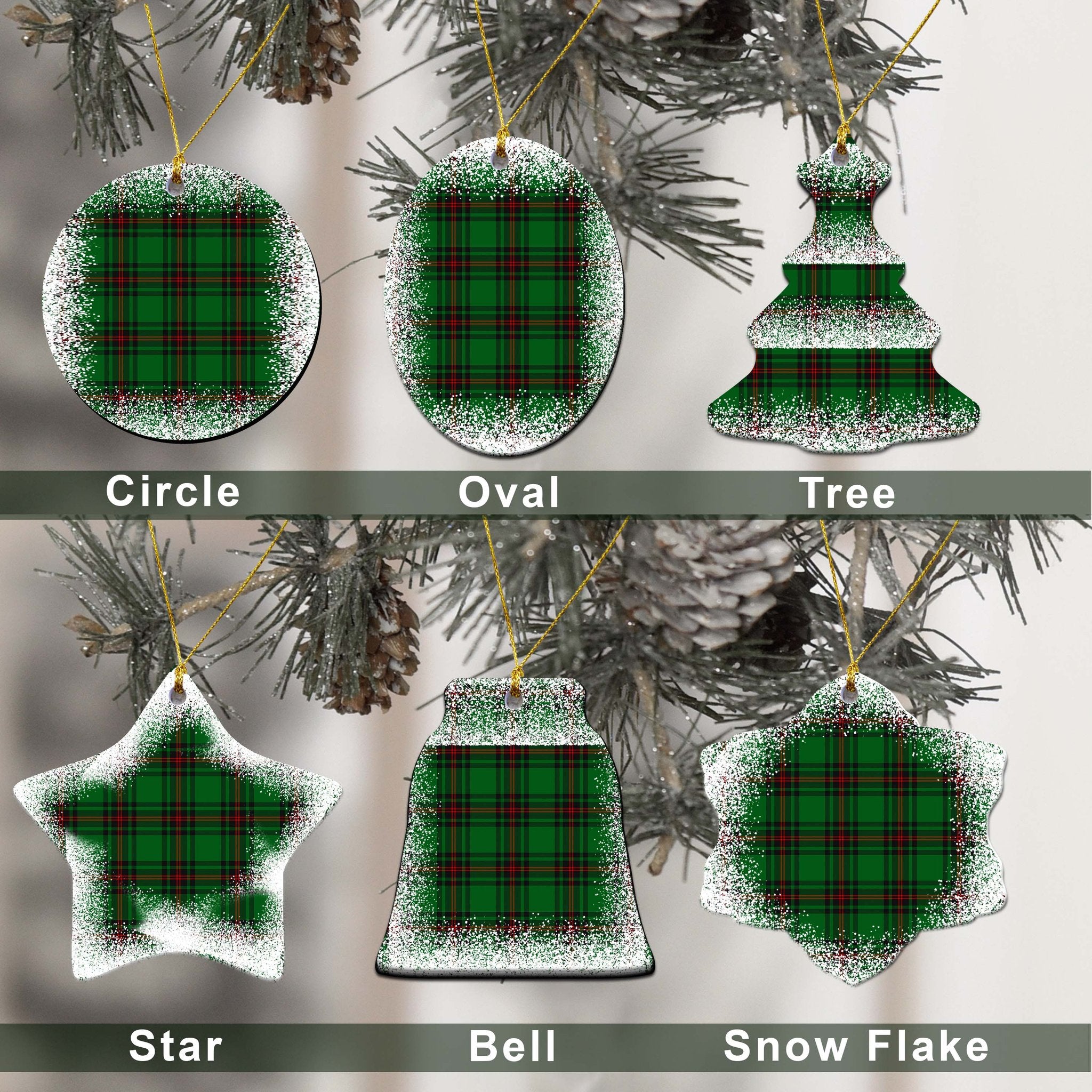 Kinnear Tartan Christmas Ceramic Ornament - Snow Style