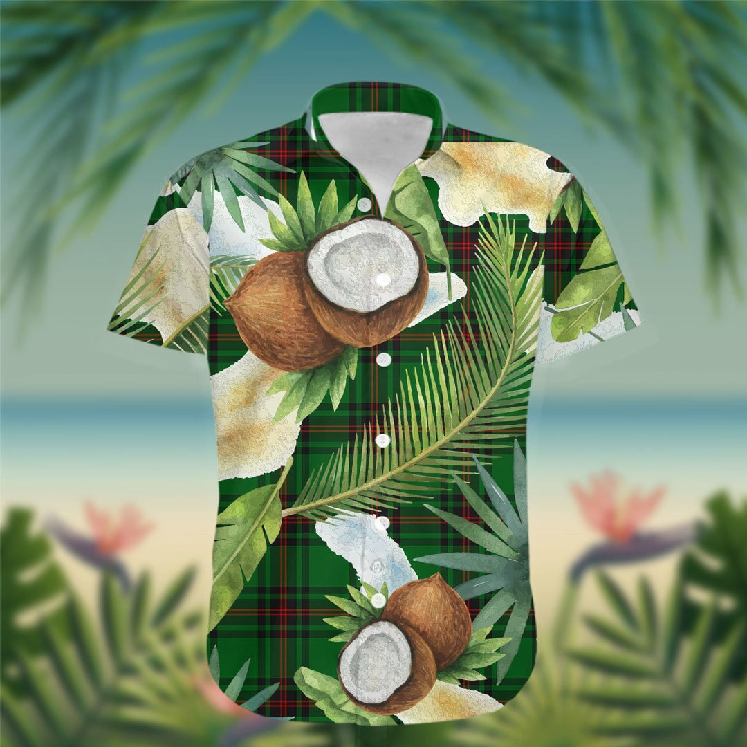 Kinnear Tartan Hawaiian Shirt Hibiscus, Coconut, Parrot, Pineapple - Tropical Garden Shirt