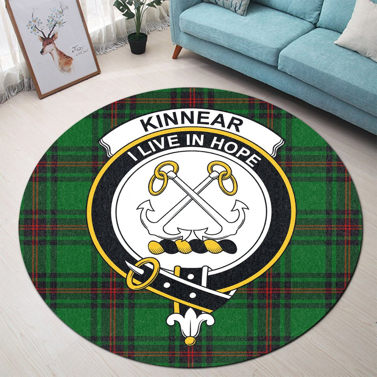 Kinnear Tartan Crest Round Rug