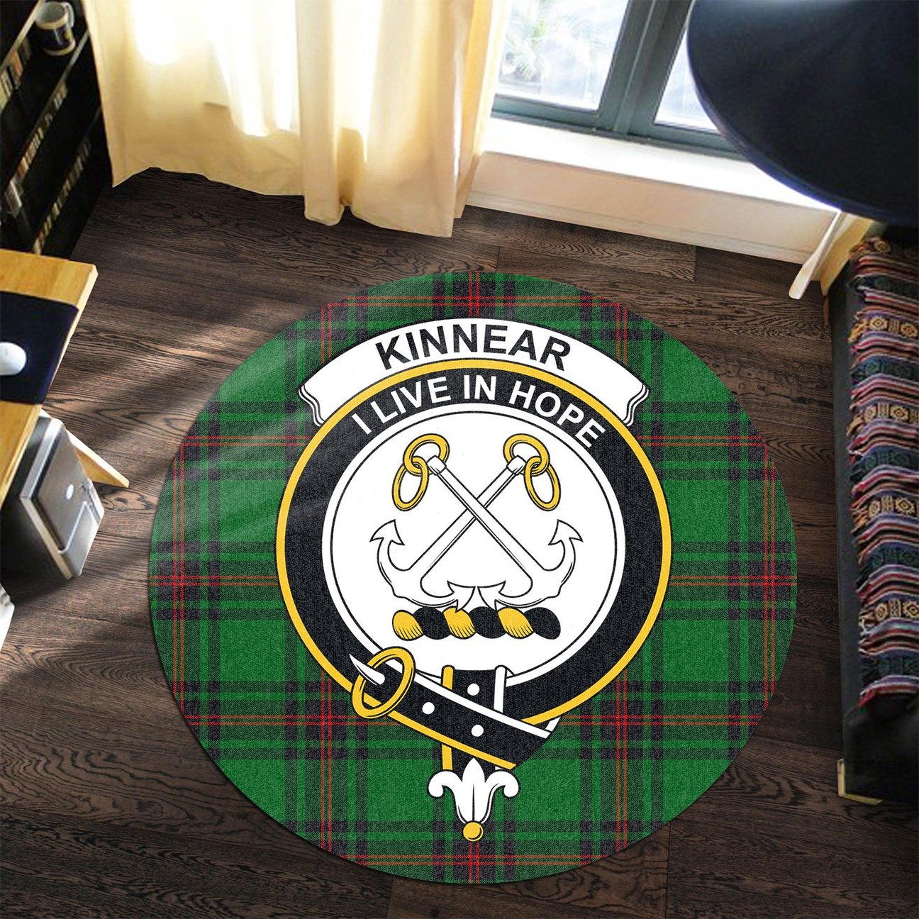 Kinnear Tartan Crest Round Rug