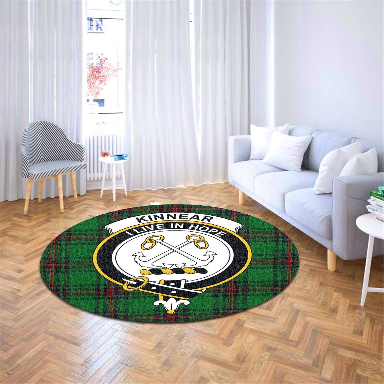 Kinnear Tartan Crest Round Rug