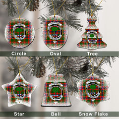 Kinninmont Tartan Christmas Ceramic Ornament - Snow Style