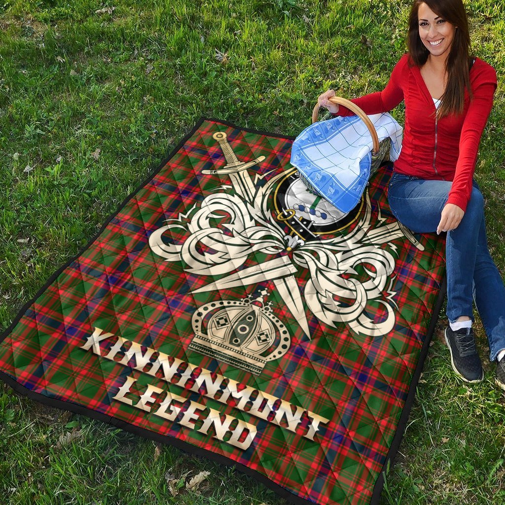 Kinninmont Tartan Crest Legend Gold Royal Premium Quilt
