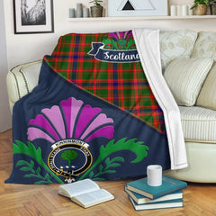 Kinninmont Tartan Crest Premium Blanket - Thistle Style