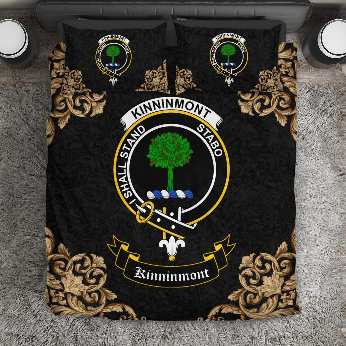 Kinninmont Crest Black Bedding Set
