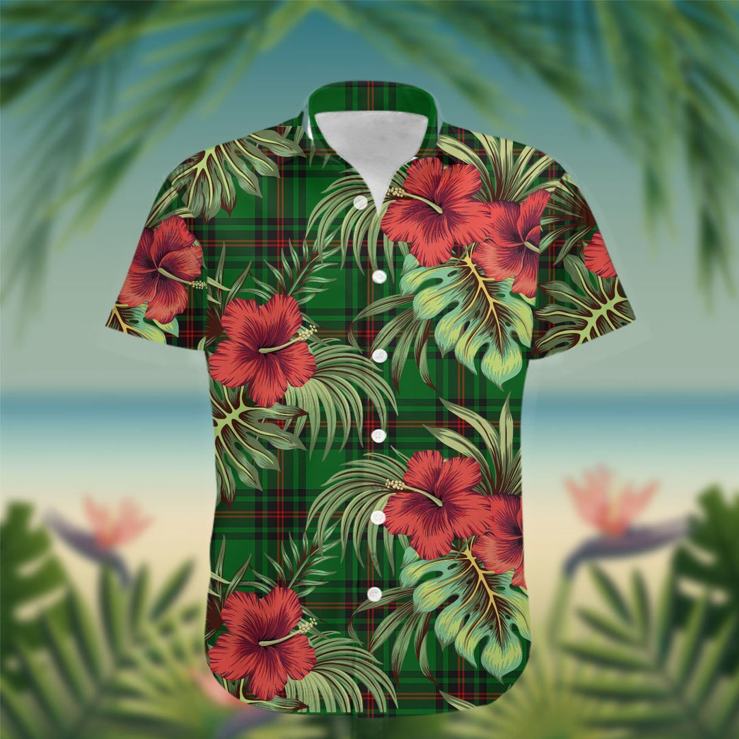Kirkaldy Tartan Hawaiian Shirt Hibiscus, Coconut, Parrot, Pineapple - Tropical Garden Shirt