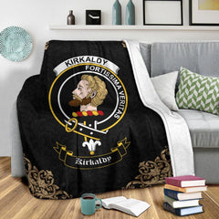 Kirkaldy (of Grange) Crest Tartan Premium Blanket Black