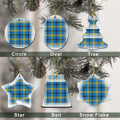 Laing Tartan Christmas Ceramic Ornament - Snow Style