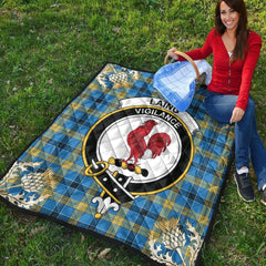 Laing Tartan Crest Premium Quilt - Gold Thistle Style