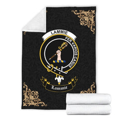 Lammie Crest Tartan Premium Blanket Black