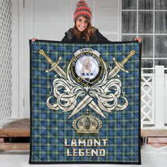 Lamont Ancient Tartan Crest Legend Gold Royal Premium Quilt