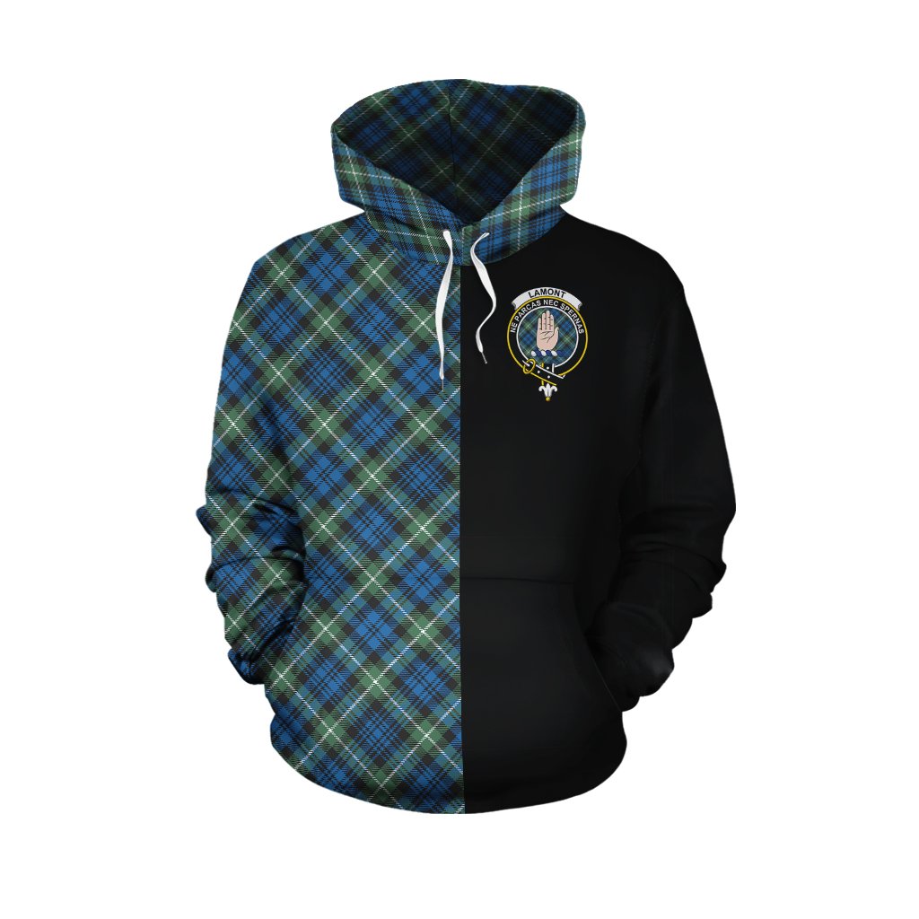 Lamont Ancient Tartan Hoodie Half of Me - Cross Style