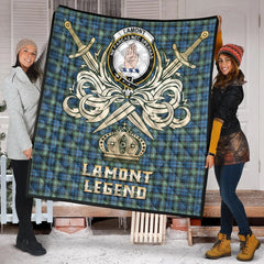 Lamont Ancient Tartan Crest Legend Gold Royal Premium Quilt