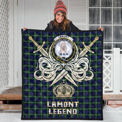 Lamont Modern Tartan Crest Legend Gold Royal Premium Quilt