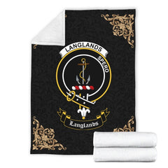 Langlands Crest Tartan Premium Blanket Black
