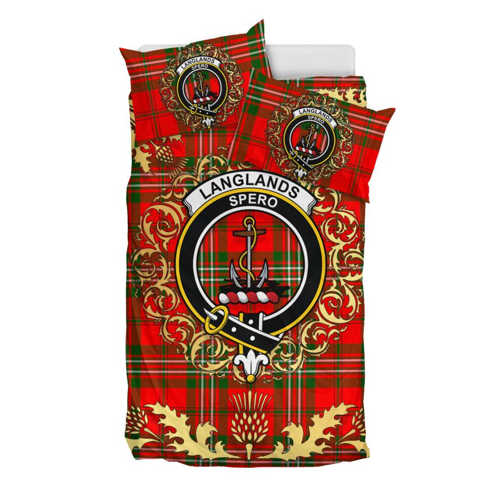 Langlands Tartan Crest Bedding Set - Golden Thistle Style