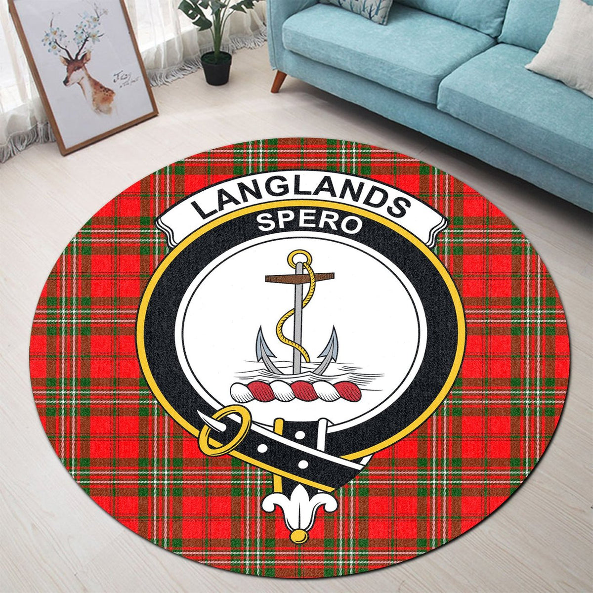 Langlands Tartan Crest Round Rug