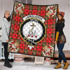 Langlands Tartan Crest Premium Quilt - Gold Thistle Style