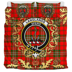 Langlands Tartan Crest Bedding Set - Golden Thistle Style