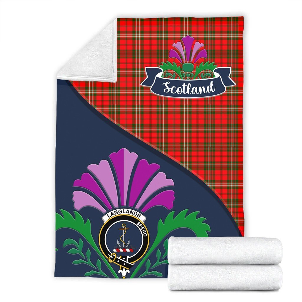 Langlands Tartan Crest Premium Blanket - Thistle Style