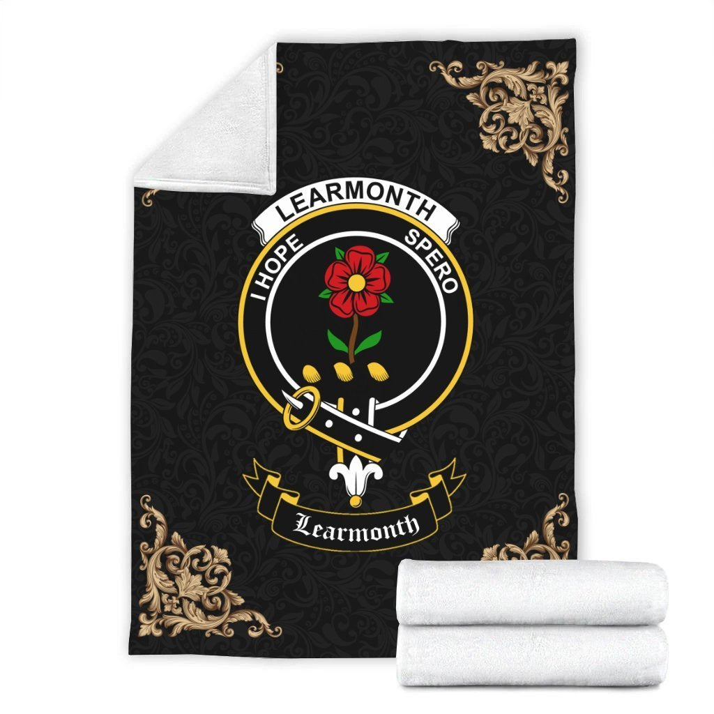 Learmonth Crest Tartan Premium Blanket Black