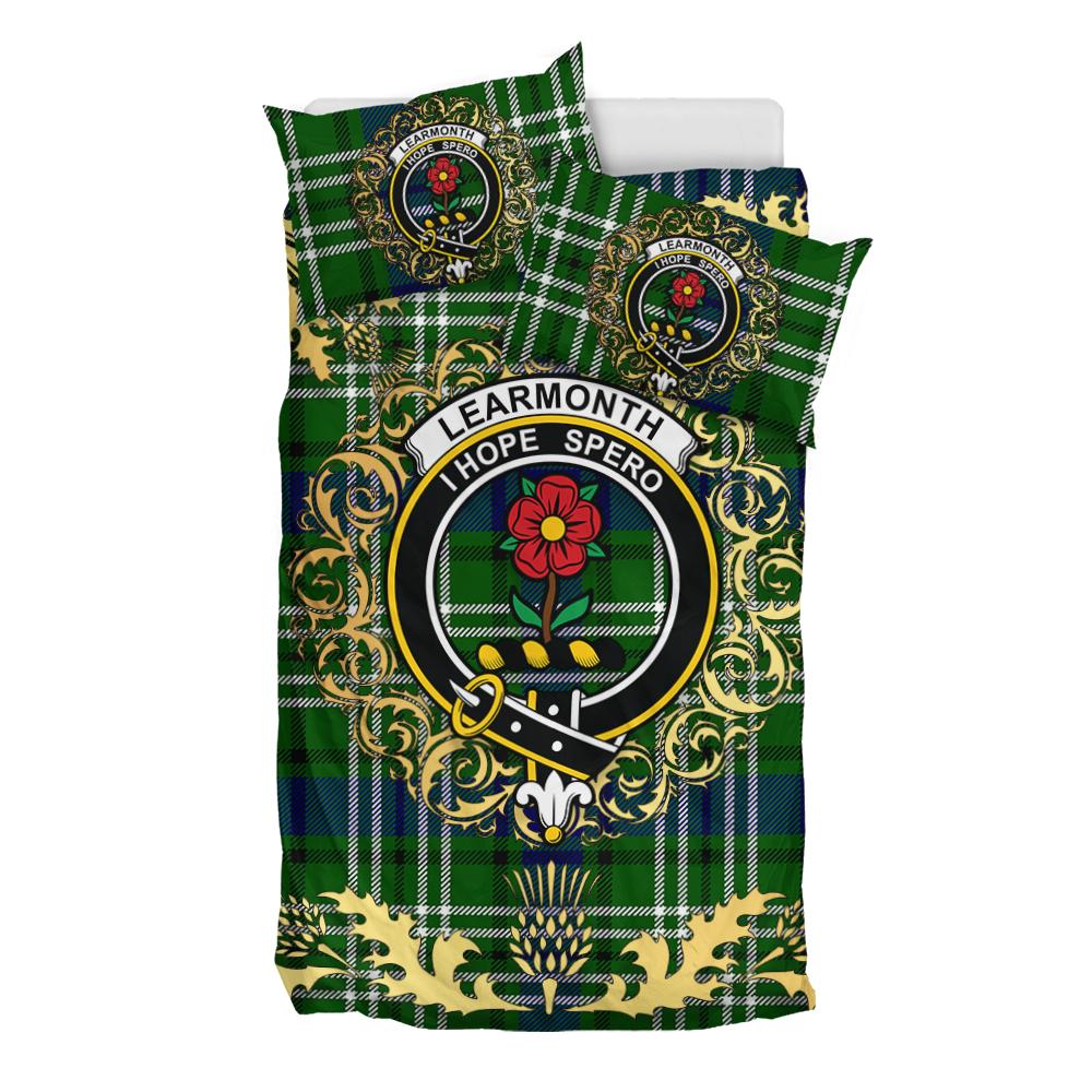 Learmonth Tartan Crest Bedding Set - Golden Thistle Style