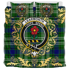 Learmonth Tartan Crest Bedding Set - Golden Thistle Style