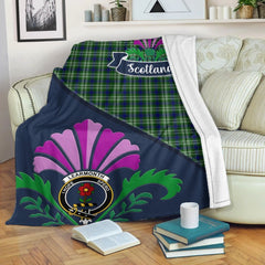 Learmonth Tartan Crest Premium Blanket - Thistle Style