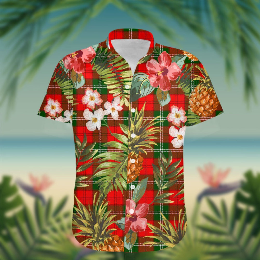 Lennox Tartan Hawaiian Shirt Hibiscus, Coconut, Parrot, Pineapple - Tropical Garden Shirt