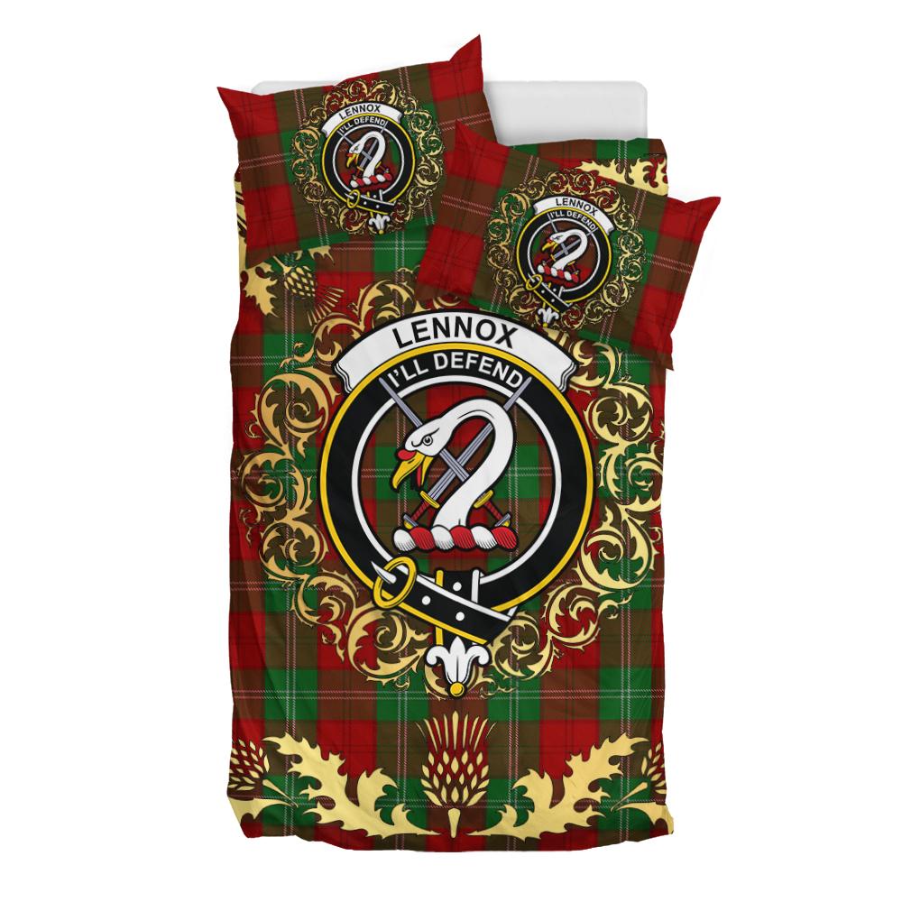 Lennox Tartan Crest Bedding Set - Golden Thistle Style