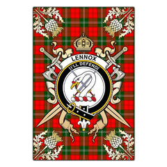 Lennox Modern Tartan Crest Black Garden Flag - Gold Thistle Style