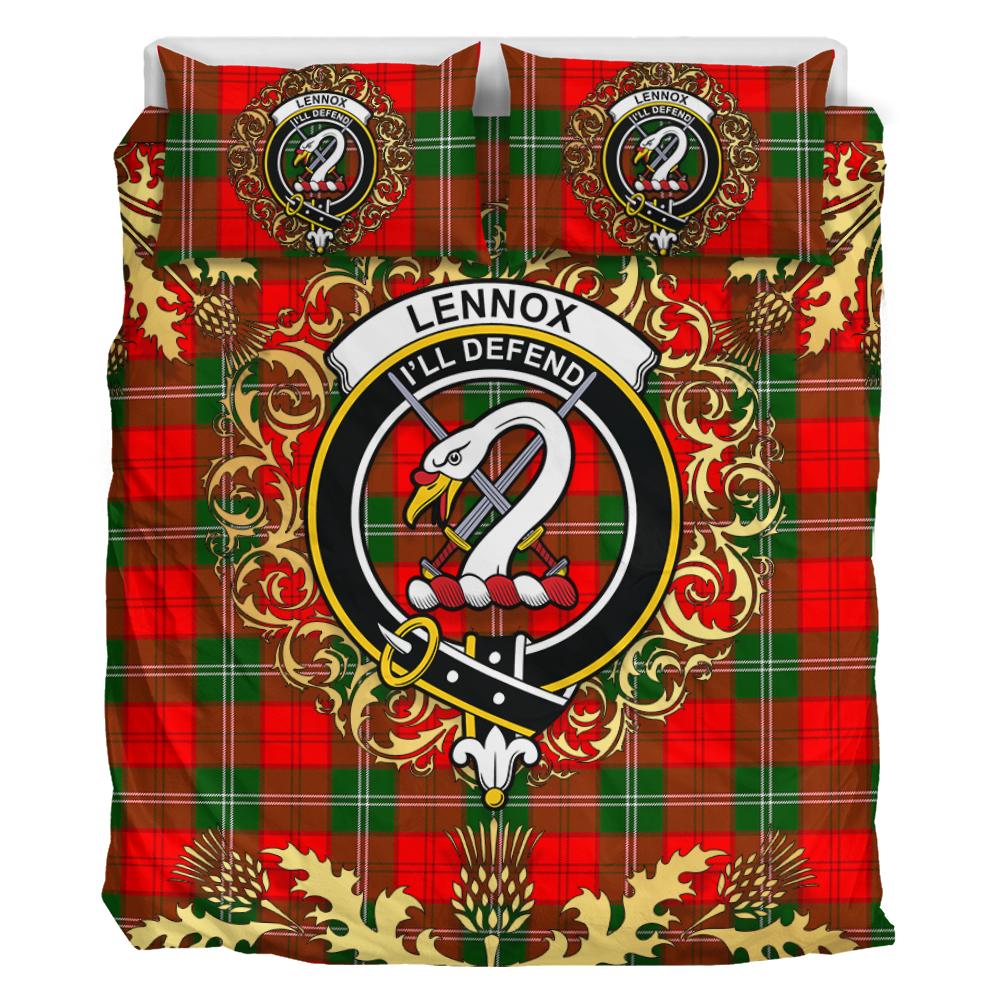 Lennox Modern Tartan Crest Bedding Set - Golden Thistle Style