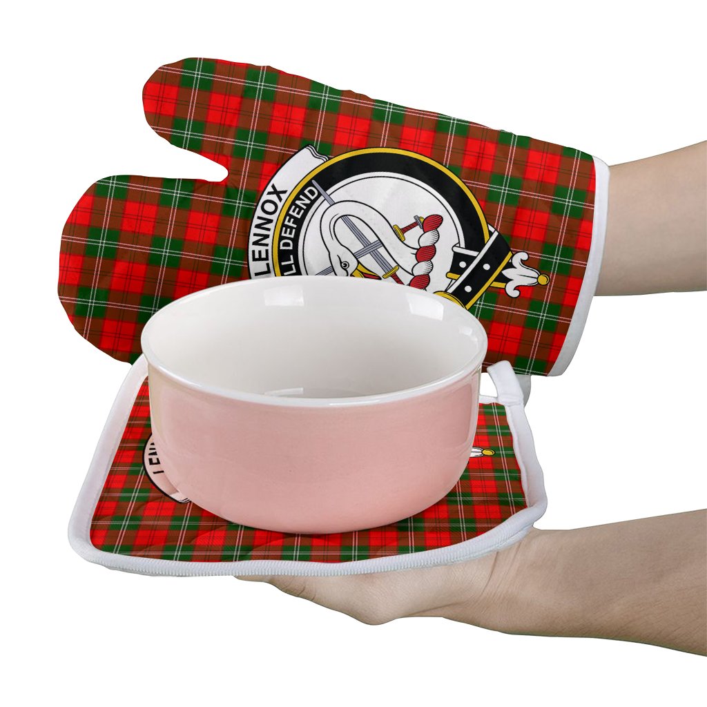 Lennox Modern Tartan Crest Oven Mitt And Pot Holder (2 Oven Mitts + 1 Pot Holder)