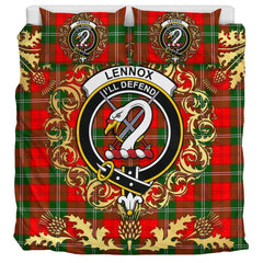 Lennox Modern Tartan Crest Bedding Set - Golden Thistle Style