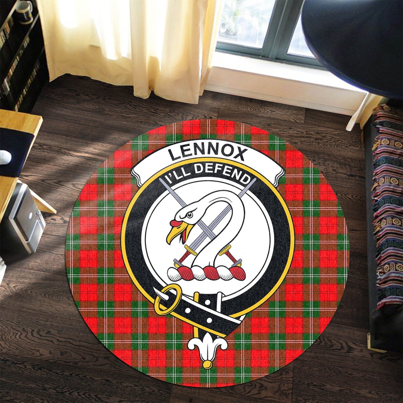 Lennox Modern Tartan Crest Round Rug