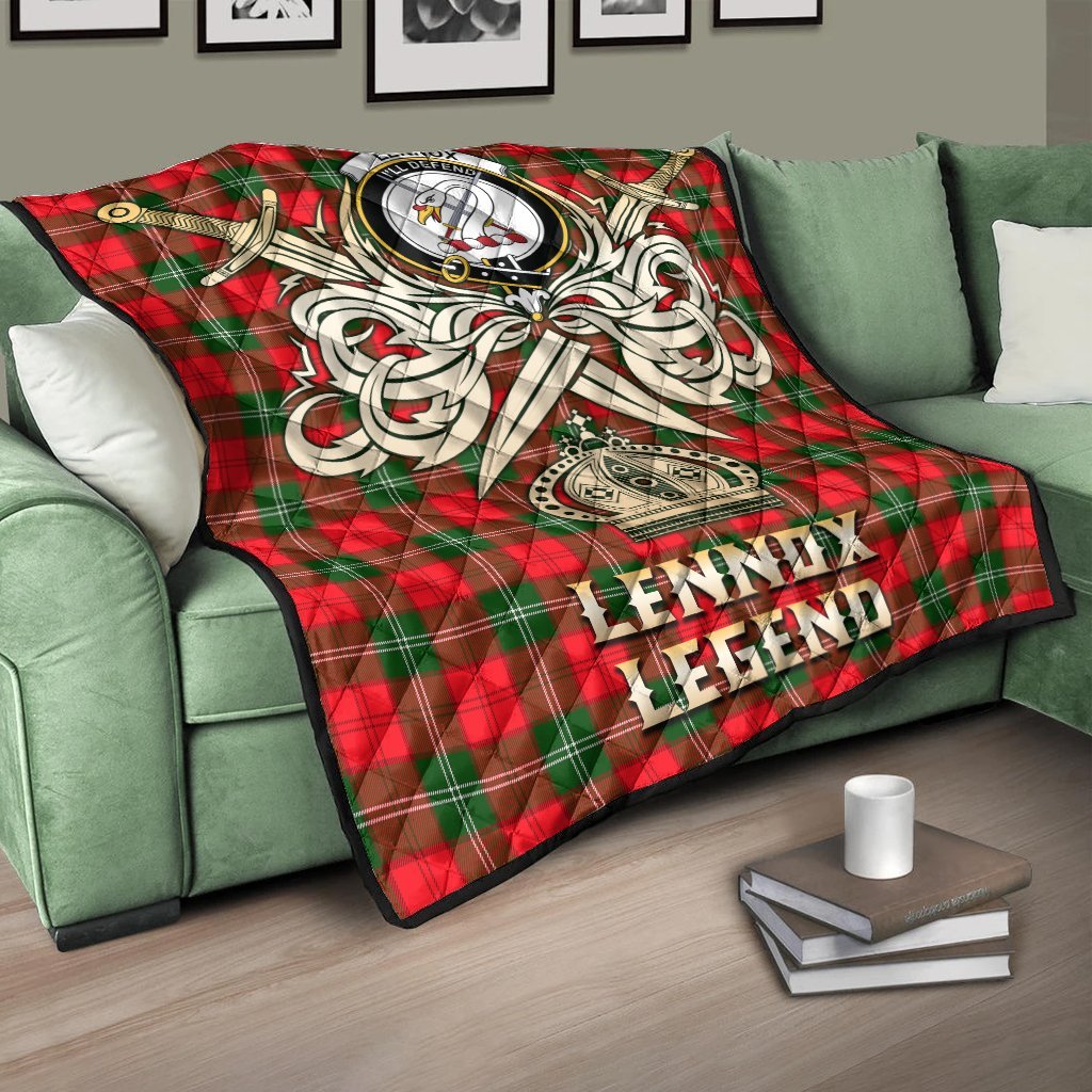 Lennox Modern Tartan Crest Legend Gold Royal Premium Quilt