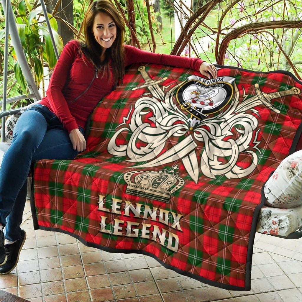 Lennox Modern Tartan Crest Legend Gold Royal Premium Quilt