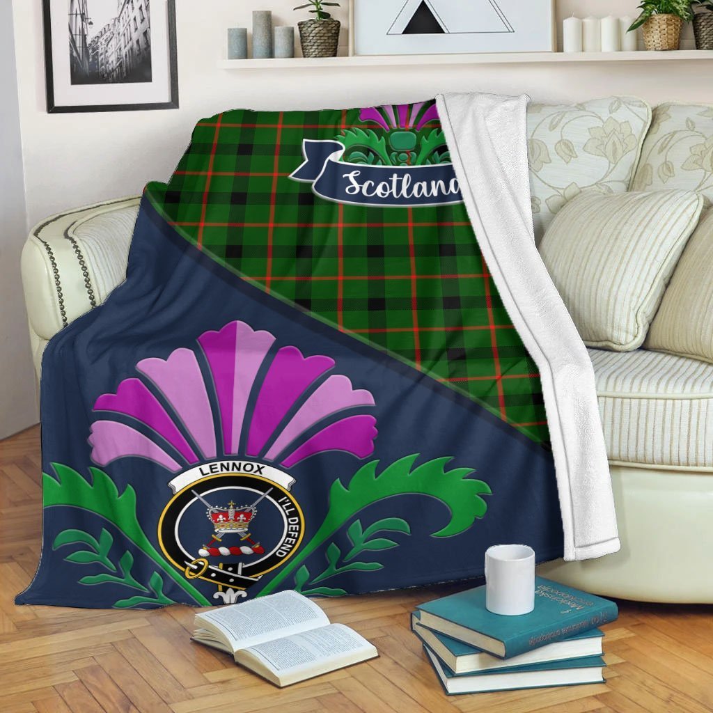 Lennox (Lennox Kincaid) Tartan Crest Premium Blanket - Thistle Style