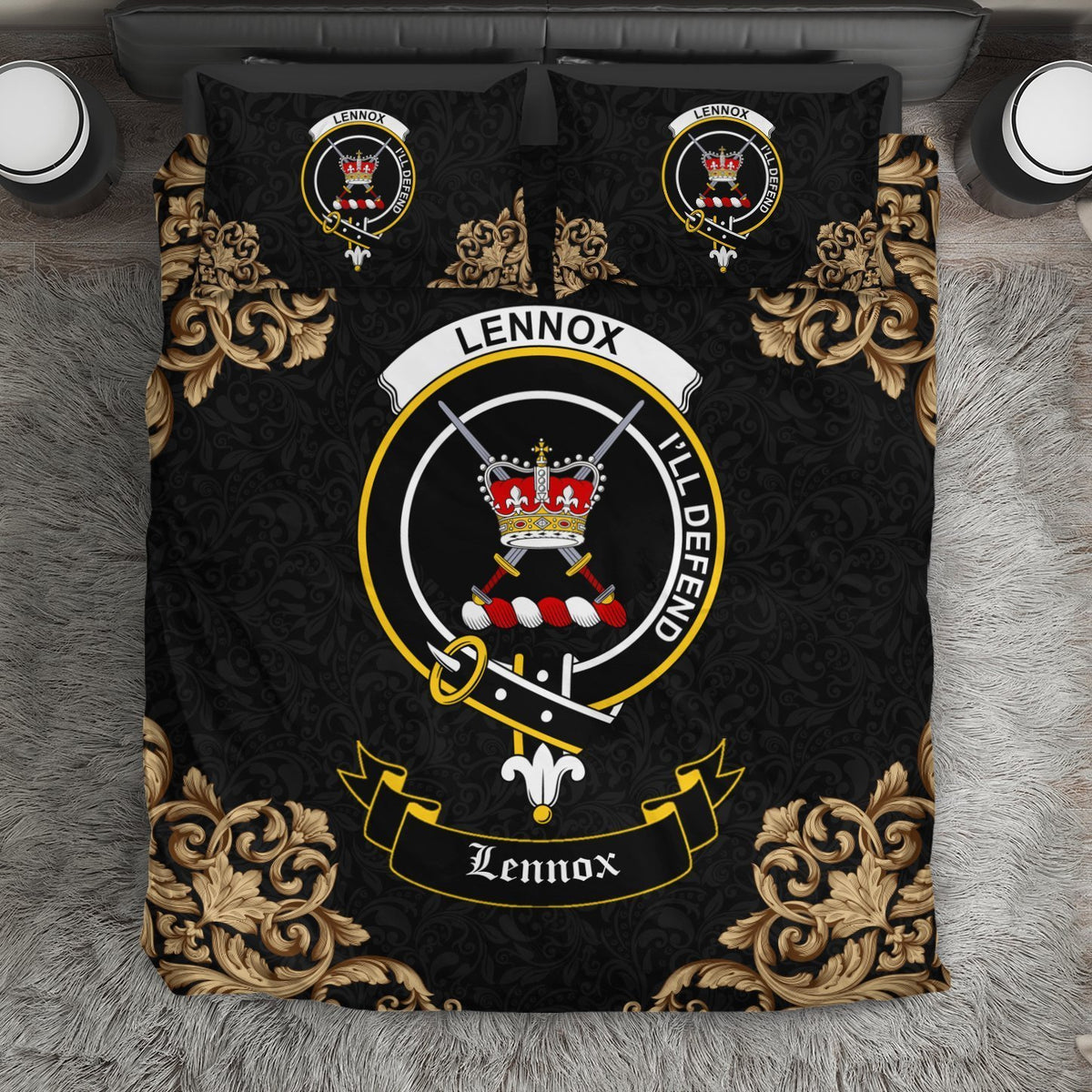 Lennox (Lennox Kincaid) Crest Black Bedding Set