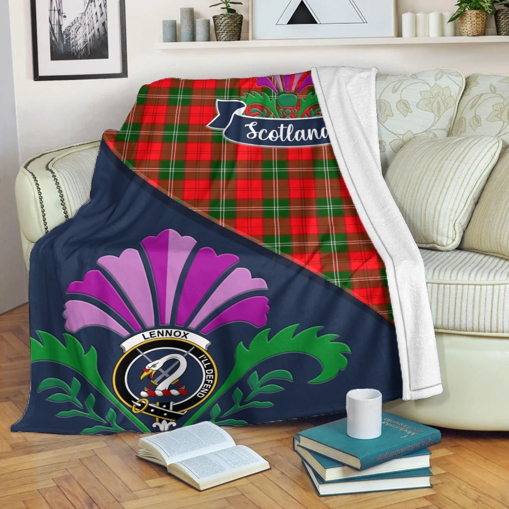 Lennox Tartan Crest Premium Blanket - Thistle Style